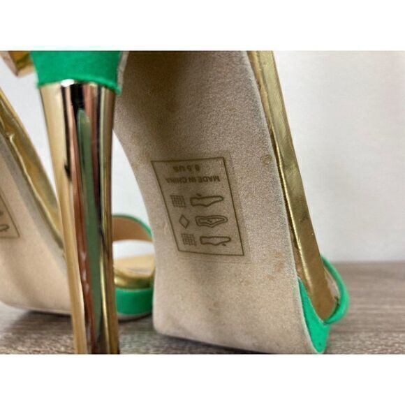 Heel Sandals Open Toe Pump Size 8.5 Womens Stilettos Shoes Heels Party Green - Picture 14 of 14